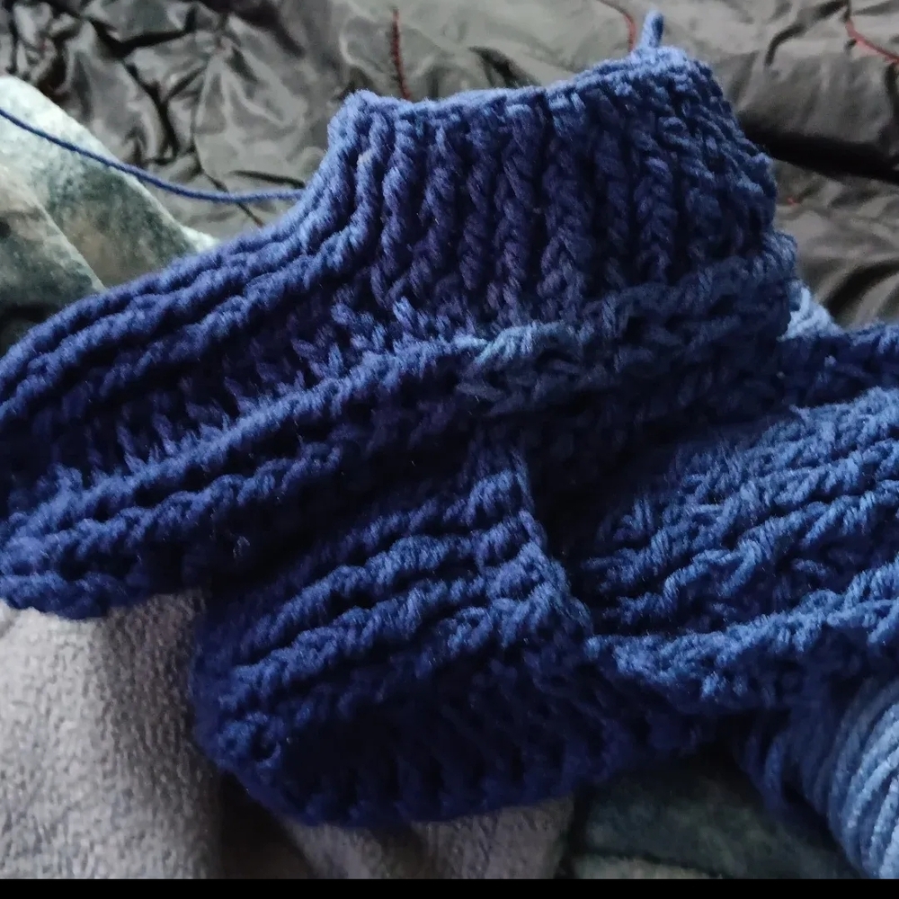 Cozy Blue Crochet Women's Slippers